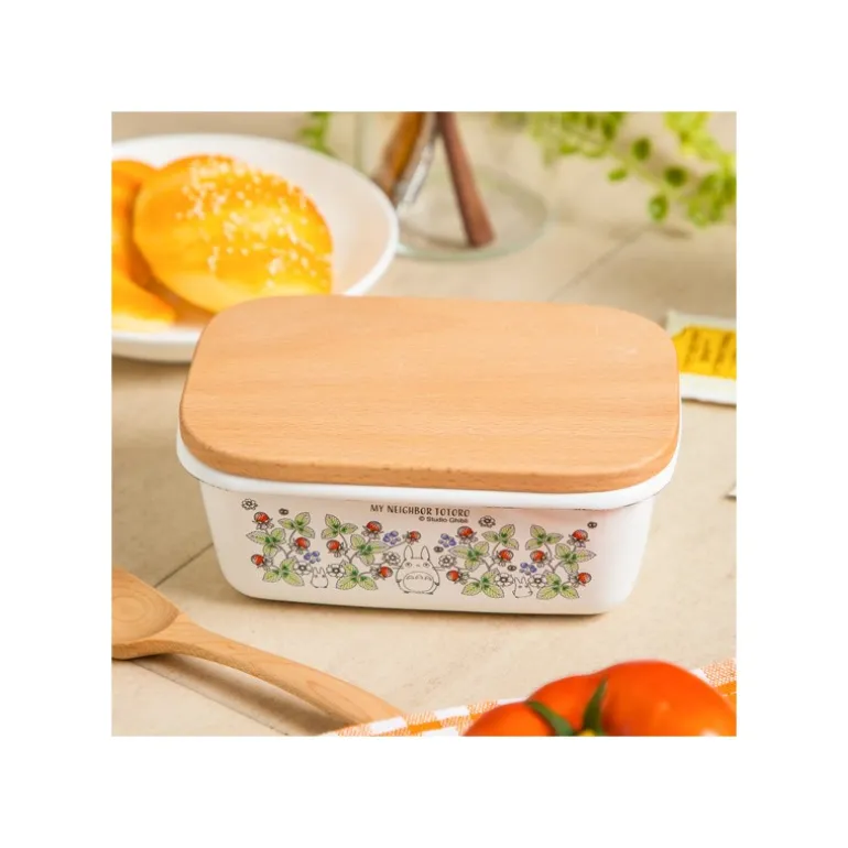 Cuisine Et Table>Maison Ghibli Beurrier émail avec couvercle bois Noiraudes 500ml - Mon Voisin Totor