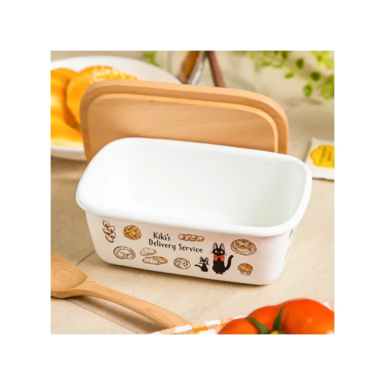 Cuisine Et Table>Maison Ghibli Beurrier émail avec couvercle bois Viennoiseries 500ml - Kiki la peti