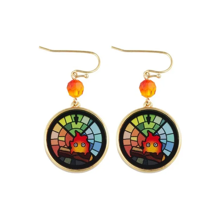 Bijoux>Maison Ghibli Bijou Boucles d’oreilles Calcifer Vitrail- Le Château ambulant