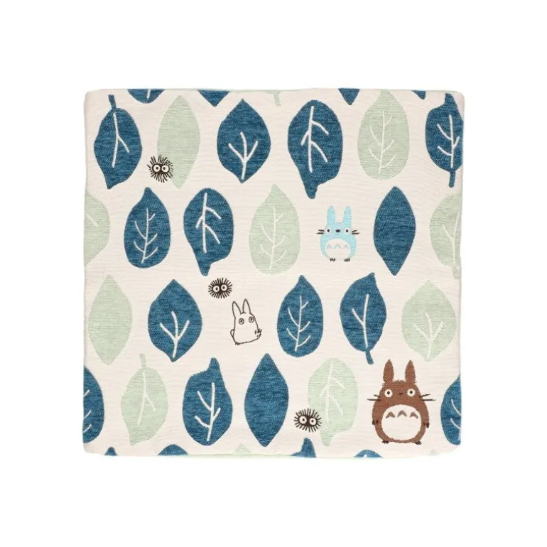 Mobilier>Maison Ghibli Coussin Totoro Feuilles Bleues et Vertes 45x45 cm - Mon Voisin Totoro