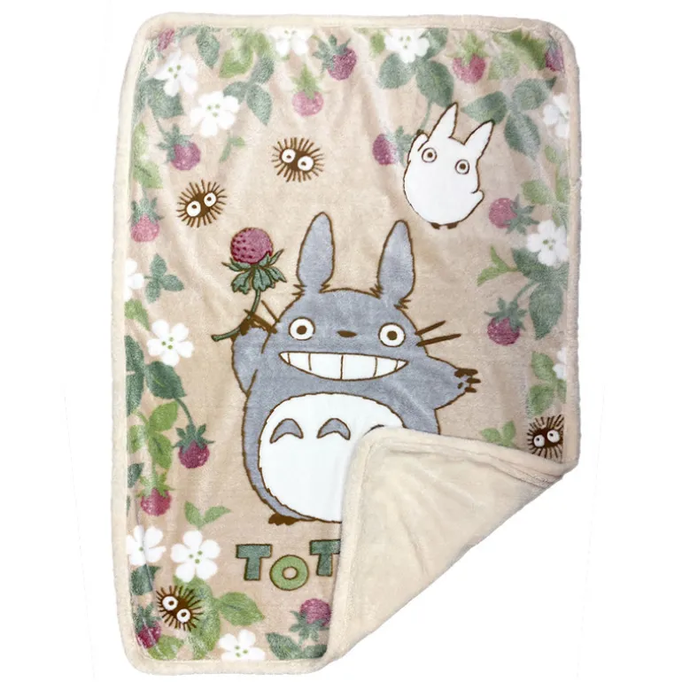 Linge De Maison>Maison Ghibli Couverture fluffy Totoro Framboise 100x140 cm - Mon Voisin Totoro