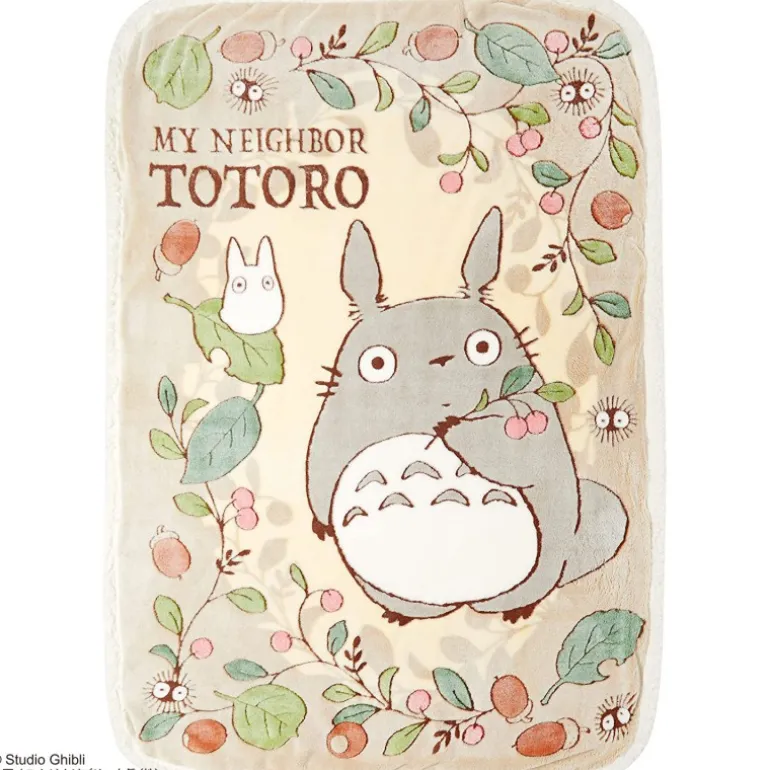 Linge De Maison>Maison Ghibli Couverture Églantiers et noisettes 100x140 cm - Mon Voisin Totoro
