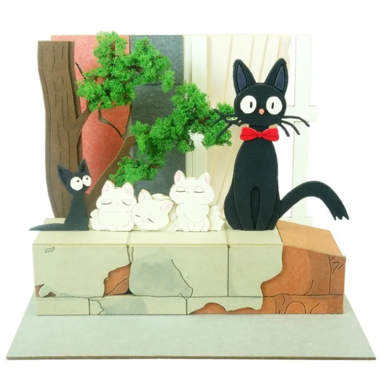 Loisirs Créatifs>Maison Ghibli Diorama papier Jiji et chatons - Kiki la petite sorcière