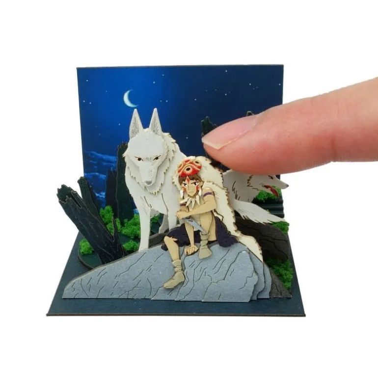 Loisirs Créatifs>Maison Ghibli Diorama papier San et Moro sur un rocher -Princesse Mononoké