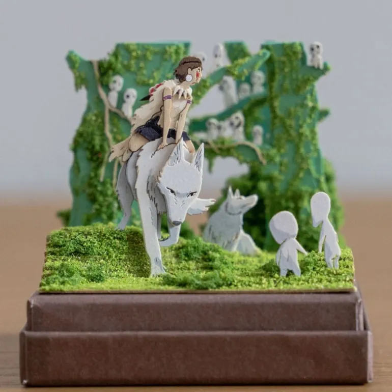 Loisirs Créatifs>Maison Ghibli Diorama papier San, Moro et Kodama -Princesse Mononoké