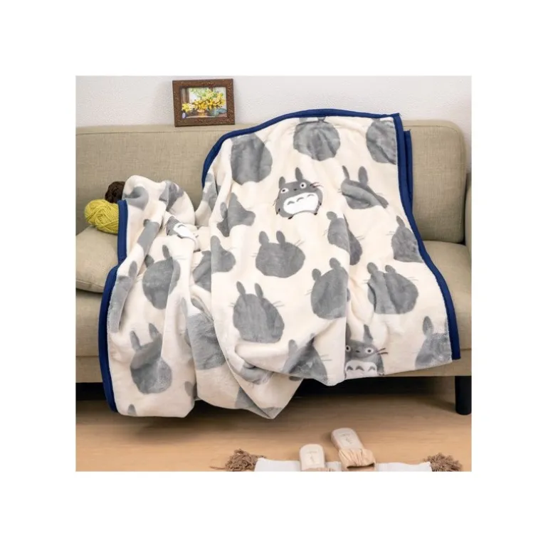 Linge De Maison>Maison Ghibli Grande couverture Silhouette Totoro Gris 200x140 cm - Mon Voisin Toto