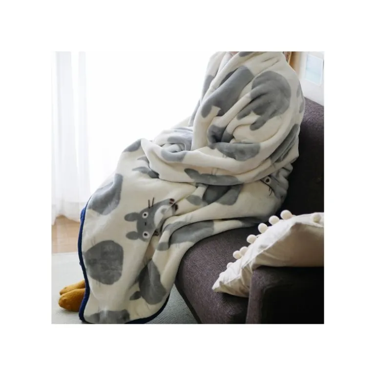 Linge De Maison>Maison Ghibli Grande couverture Silhouette Totoro Gris 200x140 cm - Mon Voisin Toto