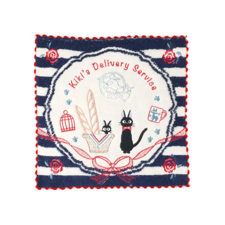 Linge De Maison>Maison Ghibli Mini Serviette bleue marine à rayures 25x25 - Kiki la petite sorcière