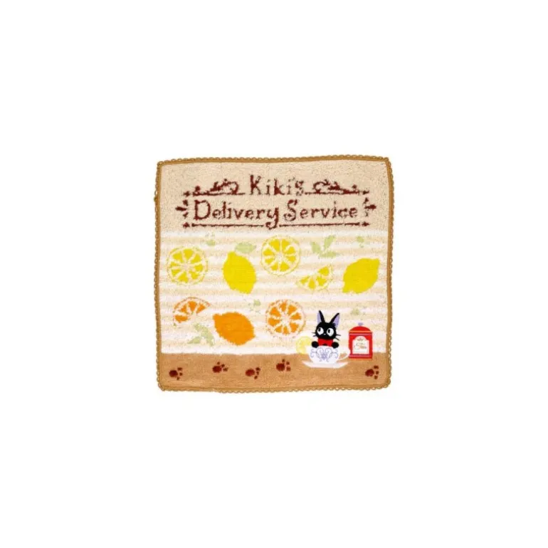 Linge De Maison>Maison Ghibli Mini Serviette jaune L’heure du Goûter 23×23 - Kiki la petite sorcièr