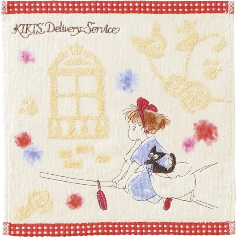 Linge De Maison>Maison Ghibli Mini Serviette Kiki sur son balai 25x25 cm - Kiki la petite sorcière