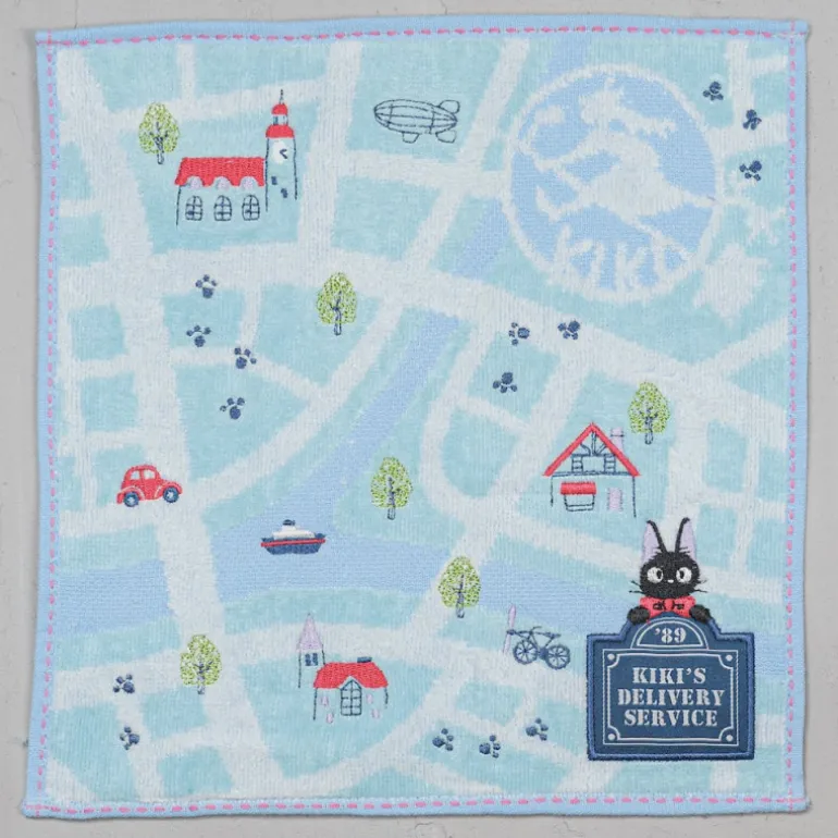 Linge De Maison>Maison Ghibli Mini Serviette Plan de la ville 25x25 cm - Kiki la petite sorcière