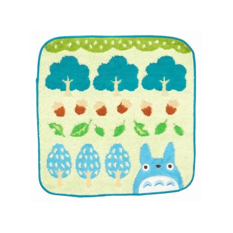 Linge De Maison>Maison Ghibli Mini Serviette Totoro Bleu Arbres et Noisettes 25x25 cm - Mon voisin