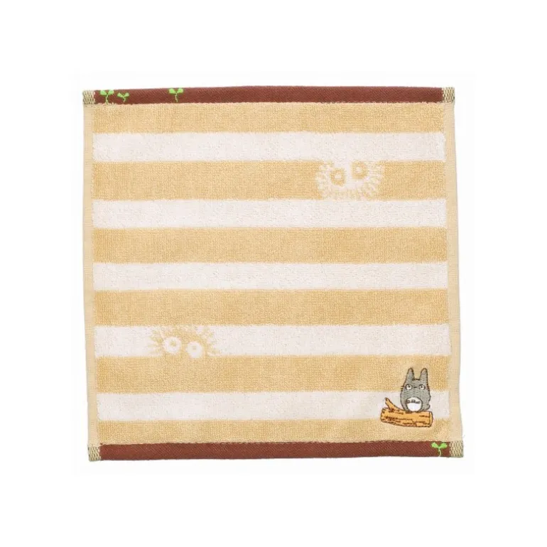 Linge De Maison>Maison Ghibli Mini Serviette Totoro Rayures Beige 25x25cm - Mon voisin Totoro