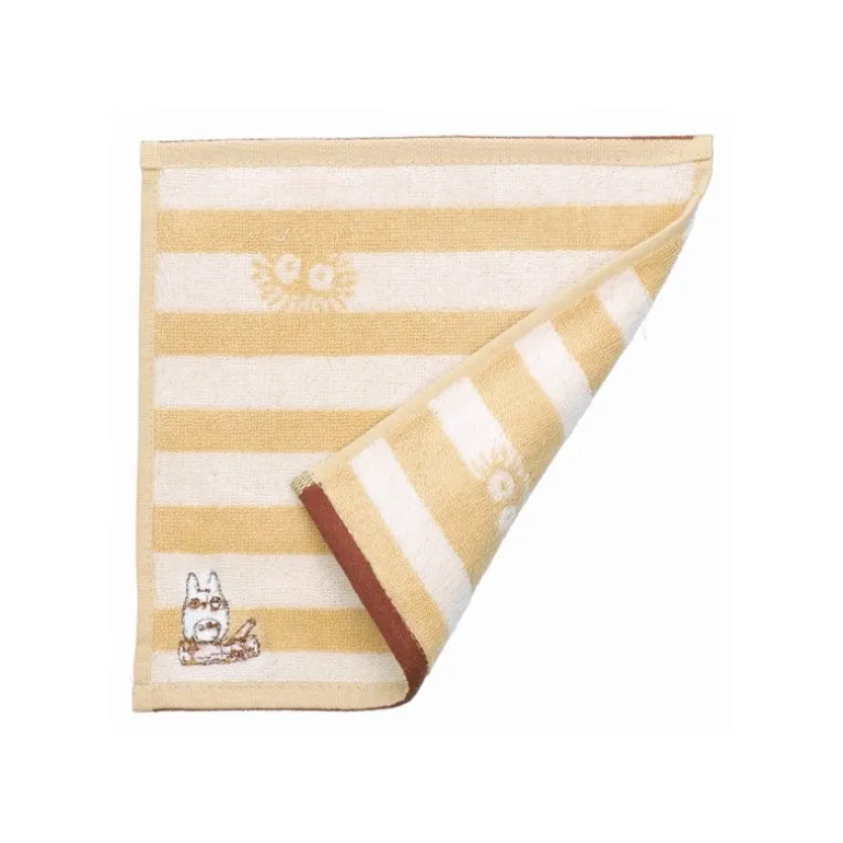 Linge De Maison>Maison Ghibli Mini Serviette Totoro Rayures Beige 25x25cm - Mon voisin Totoro