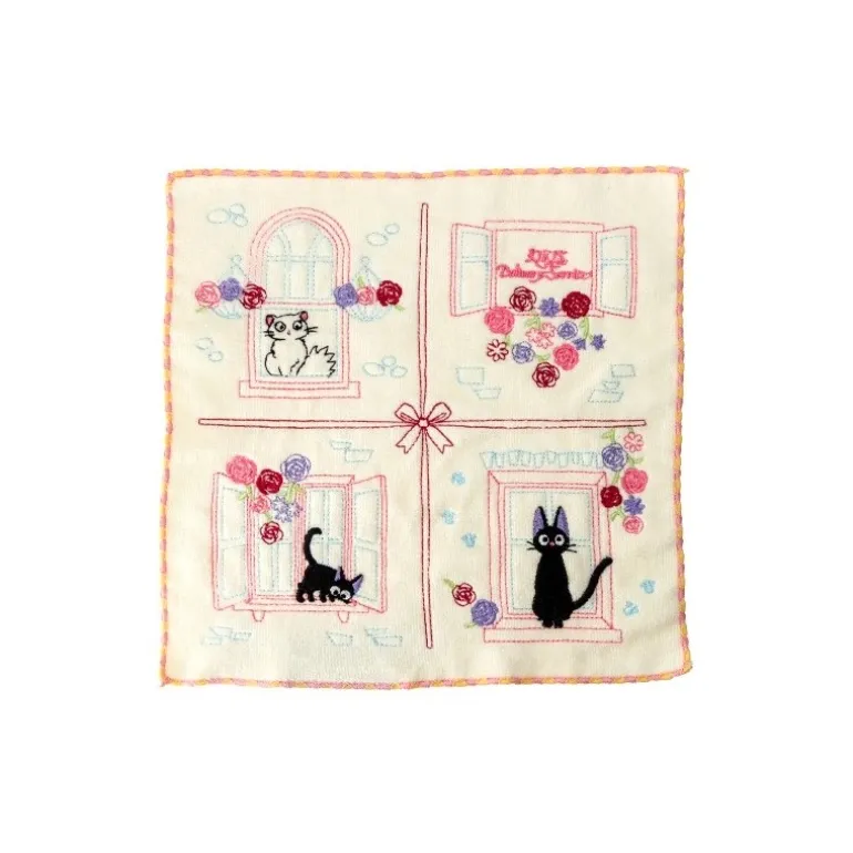 Linge De Maison>Maison Ghibli Mini-serviette Jiji à la fenêtre 25x25 - Kiki la petite sorcière