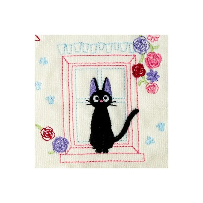 Linge De Maison>Maison Ghibli Mini-serviette Jiji à la fenêtre 25x25 - Kiki la petite sorcière