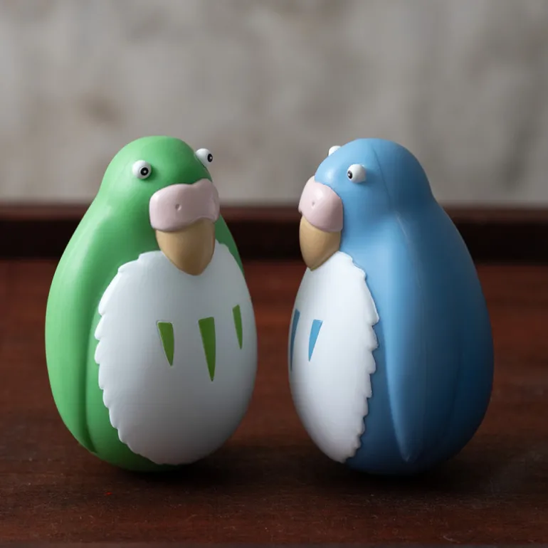 Jouets>Maison Ghibli Pack 2 Figurines Roly-poly Perruches Bleu & Vert - Le Garçon et le Héron