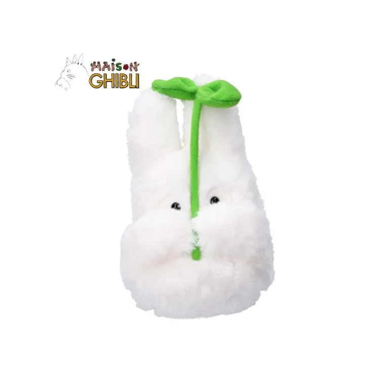 Peluches Nakayoshi>Maison Ghibli Peluche Nakayoshi Totoro Blanc avec feuille - Mon Voisin Totoro