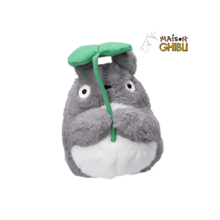 Peluches Nakayoshi>Maison Ghibli Peluche Nakayoshi Totoro Gris avec feuille - Mon Voisin Totoro