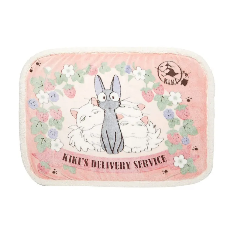 Linge De Maison>Maison Ghibli Plaid Jiji & Lily Fraises 70x100 cm - Kiki la petite sorcière