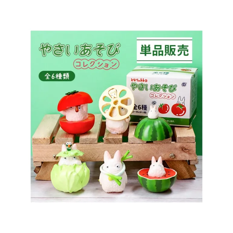 Figurines>Maison Ghibli Pose Coll Assort 6 figurines Totoro Blanc Légumes - Mon Voisin Totoro