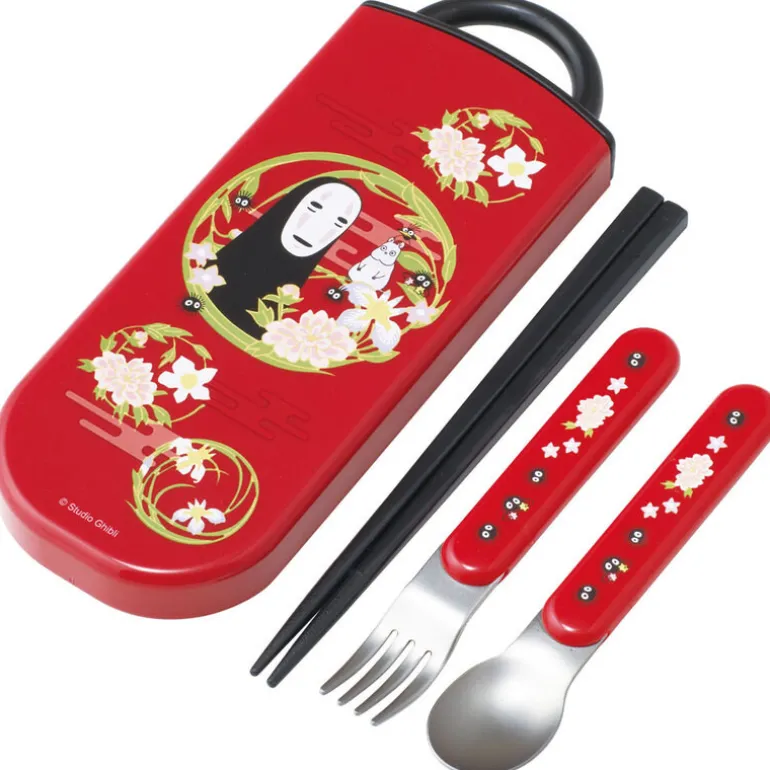 Cuisine Et Table>Maison Ghibli Set Baguettes Cuillère Fourchette No Face rouge foncé - Le Voyage de