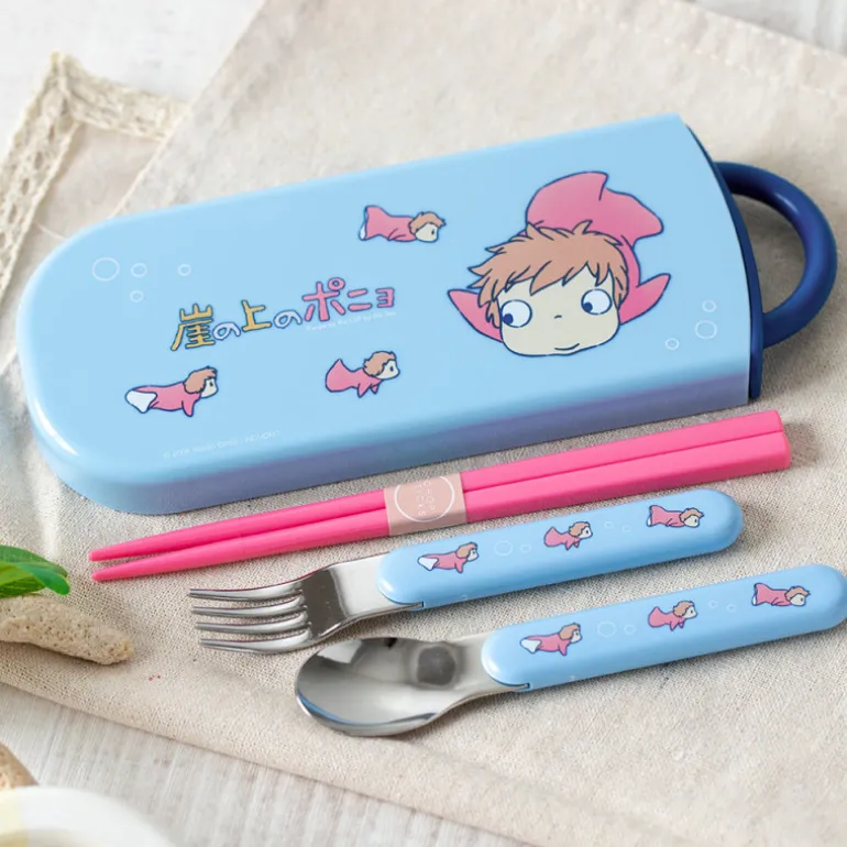 Cuisine Et Table>Maison Ghibli Set Baguettes Cuillère Fourchette Ponyo dans la mer - Ponyo sur la fa