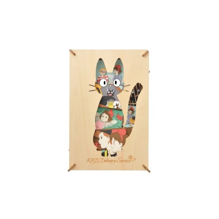 Loisirs Créatifs>Maison Ghibli Théâtre de papier Style bois Silhouette Jiji - Kiki la petite sorcièr